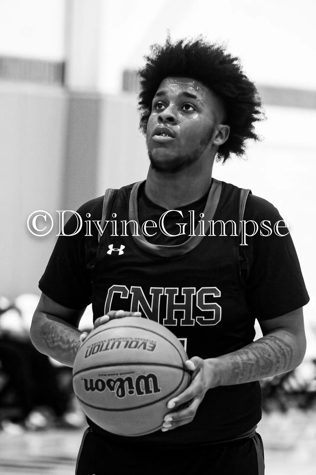 Black and white portrait of a basketball player